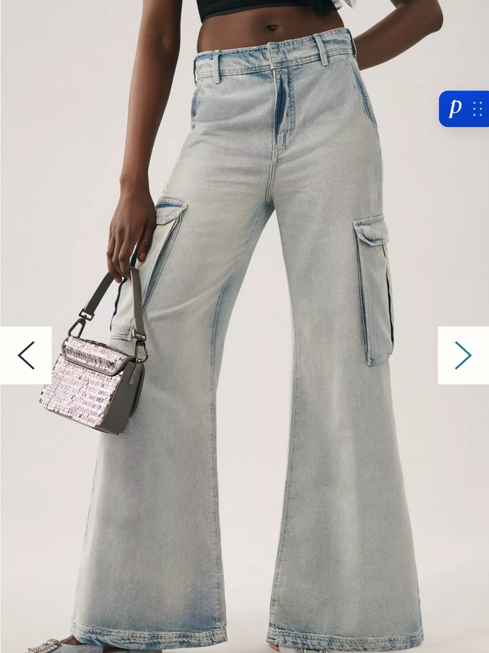 Pilcro Wide-Leg Cargo Jeans Light Wash Wide-Leg Cargo Jeans - Women - Picture 1 of 2